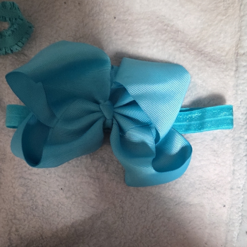 Blue and Teal Kids Hair Bow Set - Picture 4 of 6